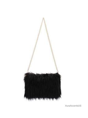 Faux Fur Fluffy Hobo Shoulder Crossbody Evening Bag Purse